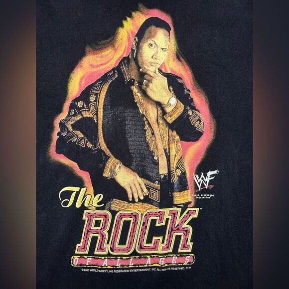 Vintage 2000 WWF The Rock Of All Ages Wrestling T-Shirt Size XL WWE Y2K - Picture 2 of 5